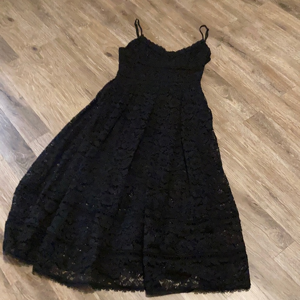 Black Lace Empire Waist Dress